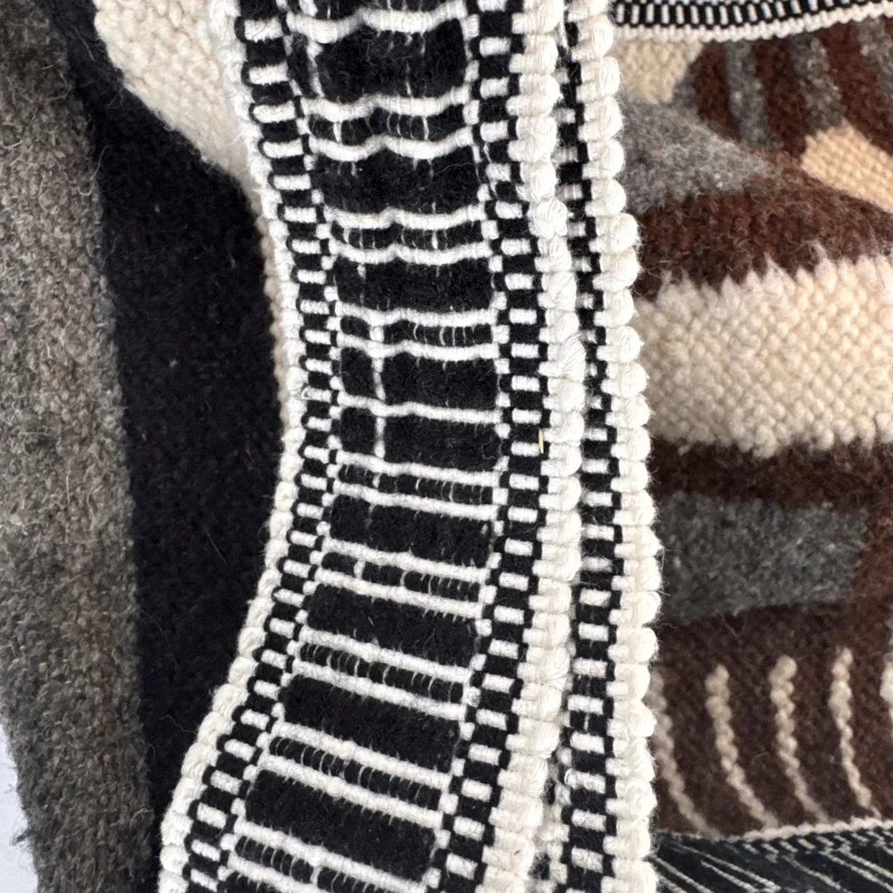 Vintage Hand Woven Wool Duffel Bag Southwestern Tribal Geometric Weekender